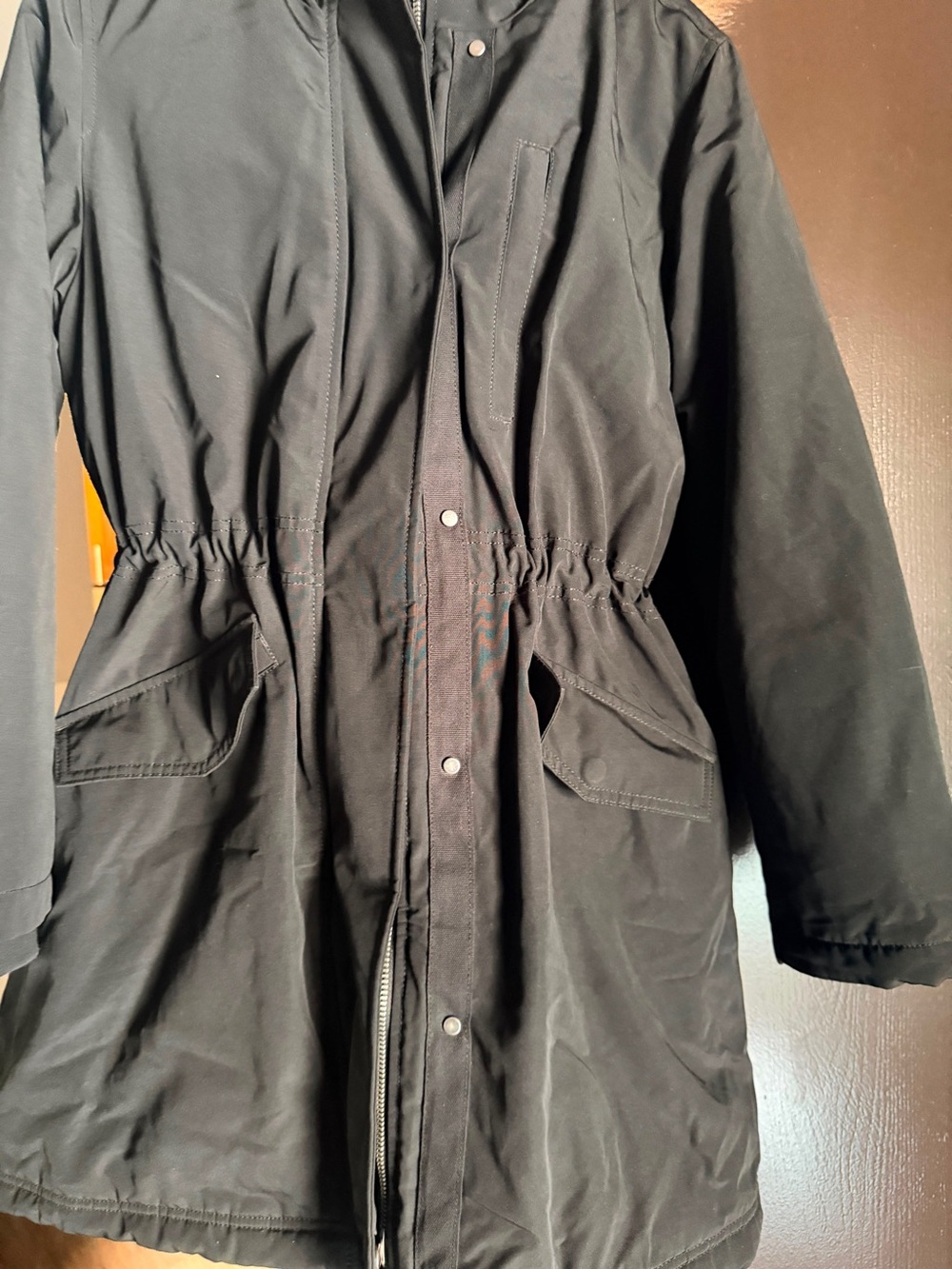 Women M Black Drawstring snow jacket